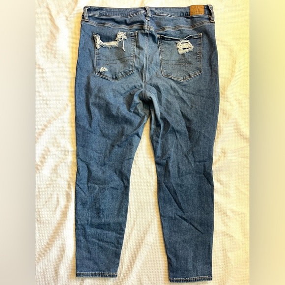 American Eagle Next Level Stretch Hi-Rise Jegging Distressed Blue Jeans 18 Short - Picture 11 of 16